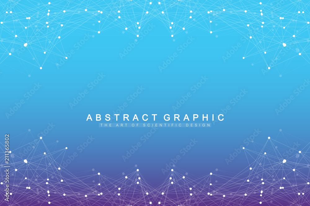 Leinwandbilder Big data visualization. Graphic abstract background communication. Perspective backdrop visualization. Analytical network visualization. Vector illustration.