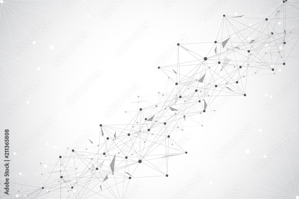 Poster Big data visualization. Graphic abstract background communication. Perspective backdrop visualization. Analytical network visualization. Vector illustration.