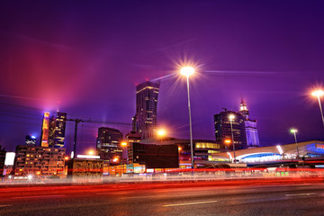 panorama of the city of Warsaw by night © ambrozinio