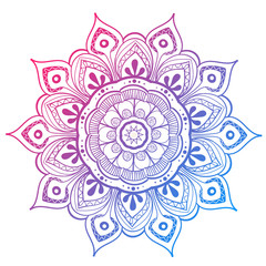 Mandala Vector Design Element. Round ornament decoration. Colorful flower pattern. Stylized floral motif. Complex flourish weave medallion. Tattoo print