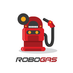 Robot Gas Gasoline Station Cartoon