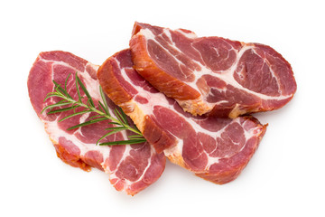 Fresh pig crude meat with rosemary.