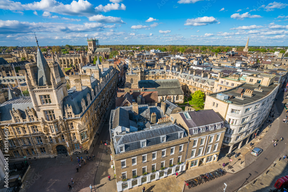 Poster Aerial panorama of Cambridge, UK