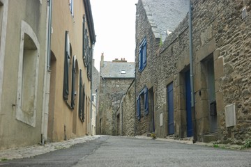 Narrow backstreet in the old town, Saint-Malo, France