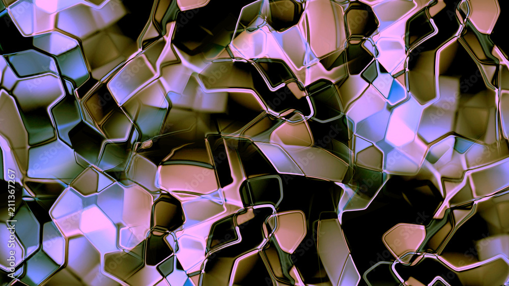 Poster 3d rendering of a liquid metal texture with an elegant light reflex on the surface