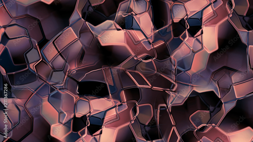 Poster 3d rendering of a liquid metal texture with an elegant light reflex on the surface