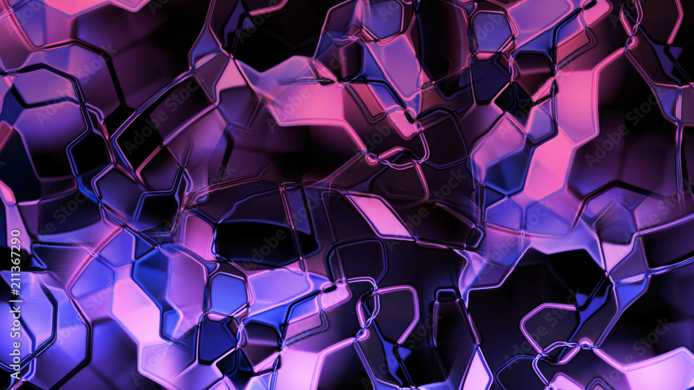 Poster 3d rendering of a liquid metal texture with an elegant light reflex on the surface