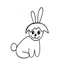 Hand drawn easter illustration rabbit egg