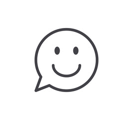 Smiley Emoticon Line Icon. Editable Stroke.