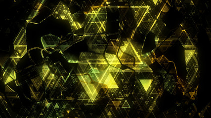 3D background rendering based on luminous color geometric shapes of different sizes