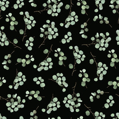 Seamless pattern with eucalyptus branches