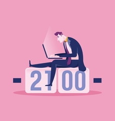 Businessman hard work  vector illustration