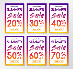 Summer Sale - concept of posters with different offers. Vector.