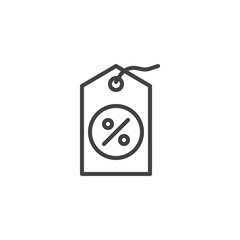 Percentage price tag outline icon. linear style sign for mobile concept and web design. Discount label simple line vector icon. Symbol, logo illustration. Pixel perfect vector graphics