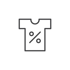 t-shirt price sticker outline icon. linear style sign for mobile concept and web design. Discount shirt simple line vector icon. Symbol, logo illustration. Pixel perfect vector graphics