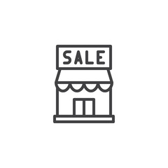 Discount shop outline icon. linear style sign for mobile concept and web design. Sale market simple line vector icon. Symbol, logo illustration. Pixel perfect vector graphics