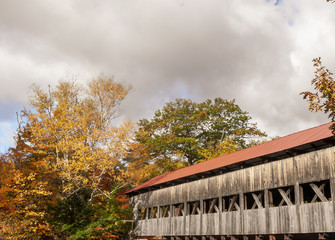 Fall foliage bordering Albany Covered Bridge
