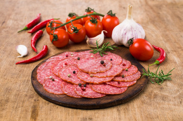 Thin slices of salami