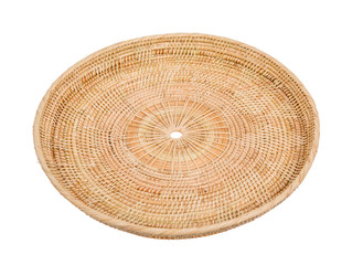 Wood basket wicker wooden in handmade 45 degree view