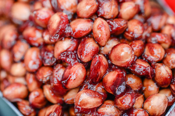 multitude de noyaux de cerise en gros plan