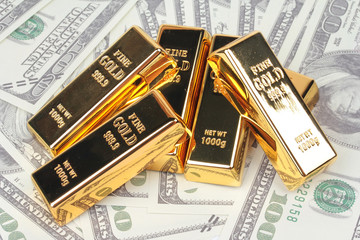 6 Gold bars 1 kg,  paced on on bank note.