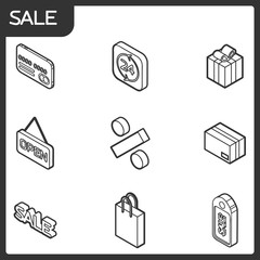 Sale outline isometric icons