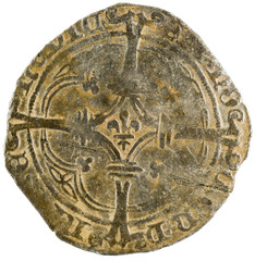 Ancient coin of the King Felipe I. Patard. Coined in Namur. Spanish Low Countries. Reverse.