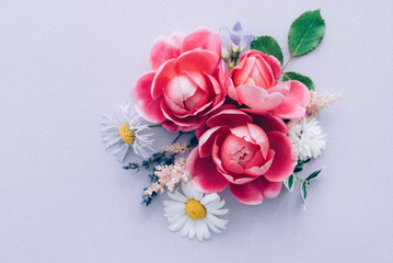 summer flowers and leaves