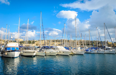 Fototapeta na wymiar Yachts in Valetta Marina, Malta