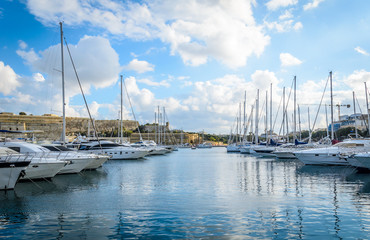 Fototapeta premium Yachts in Valetta Marina, Malta