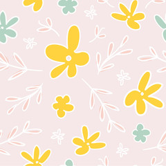 Obraz na płótnie Canvas Seamless pattern with flowers scandinavian style
