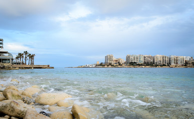 Apartment buildings in Spinola Bay, Malta