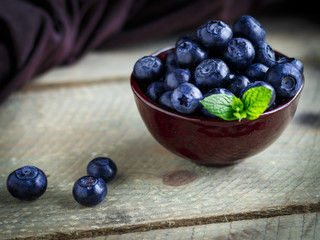 Blueberry on wooden table