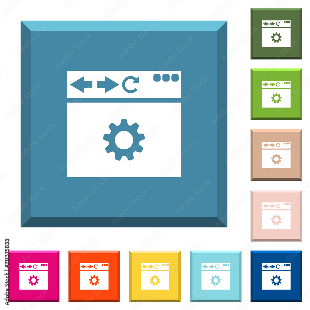 Aufkleber browser settings white icons on edged square buttons