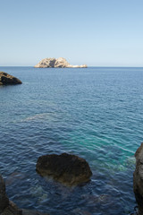 Fototapeta premium Beautiful beach at Punta de Castellar, Santa Agnes de la Corona, Balearic Islands, Spain.