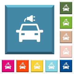 Electric car with connector white icons on edged square buttons