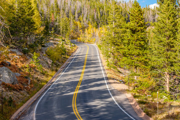 Highway at autumn in Colorado, USA.