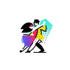 Illustration of a dancing man and woman. Icon ballroom, sports dances. Tango, waltz, Latin American dances.  Logo for the dance studio. Abstract image.