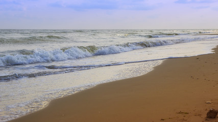 Fototapeta na wymiar beautiful yellow sandy beach near the blue sea