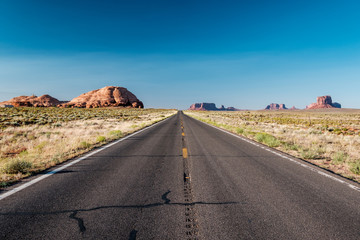 Empty scenic highway in Monument Valley