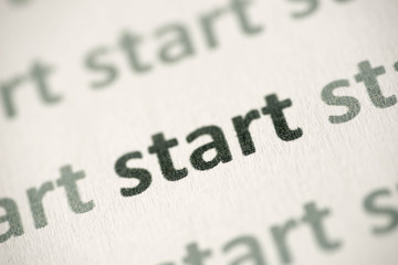 word start printed on paper macro