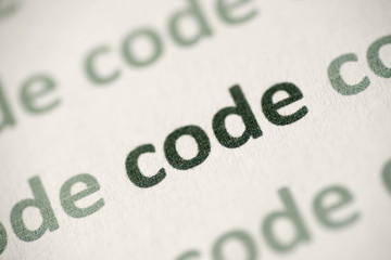 word code printed on paper macro