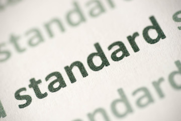 word standard printed on paper macro