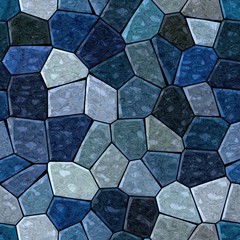 surface floor marble mosaic pattern seamless background with black grout - dark sapphire blue, slate gray, grey, navy color
