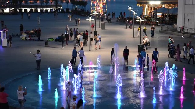 Ukraine, Kiev .Podol . Post square, fountains.