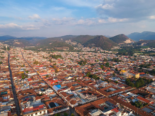 Aerial shot of a town in Mexico