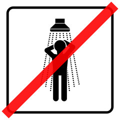 gz117 GrafikZeichnung - nmss14 NewModernSanitarySign nmss - german: Symbol - Dusche mit fließendem Wasser / defekt - english: sign - shower with running water / broken - square xxl g6260