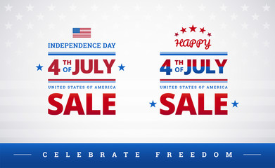 Happy 4th of July Independence Day USA sale banner or logo with American flag - vector illustration for 4th of July event