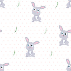 Cute rabbit seamless pattern.