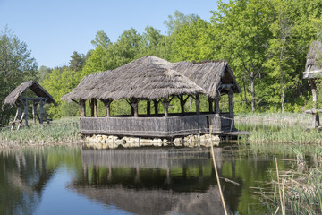 hut on stilts on the water
